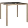 Trädgårdsmatsalsbord Beige Poly Rattan vidaXL 90 x 90 x 75 cm – miniatyr 2