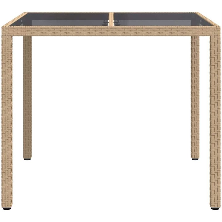Trädgårdsmatsalsbord Beige Poly Rattan vidaXL 90 x 90 x 75 cm – bild 3