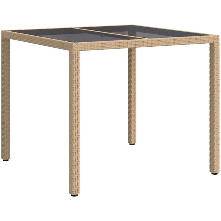Trädgårdsmatsalsbord Beige Poly Rattan vidaXL 90 x 90 x 75 cm – bild 5