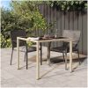 Trädgårdsmatsalsbord Beige Poly Rattan vidaXL 90 x 90 x 75 cm – miniatyr 1