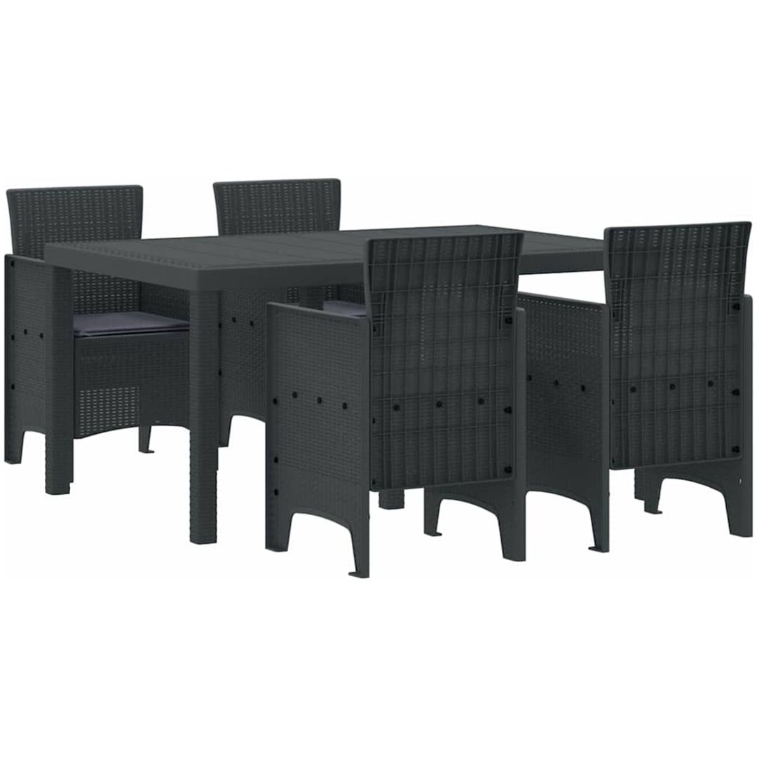 Trädgårdsmatsalset 5 pcs Antracit Plastharts vidaXL 150 x 100 x 73 cm – bild 2