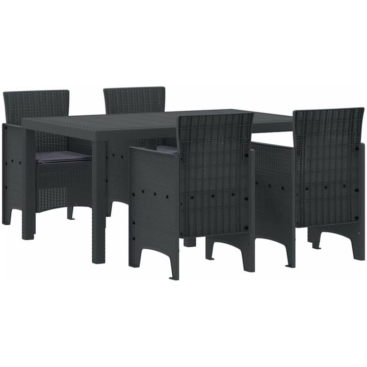 Trädgårdsmatsalset 5 pcs Antracit Plastharts vidaXL 150 x 100 x 73 cm – bild 2