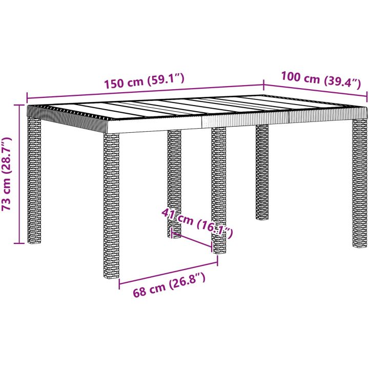 Trädgårdsmatsalset 5 pcs Antracit Plastharts vidaXL 150 x 100 x 73 cm – bild 11