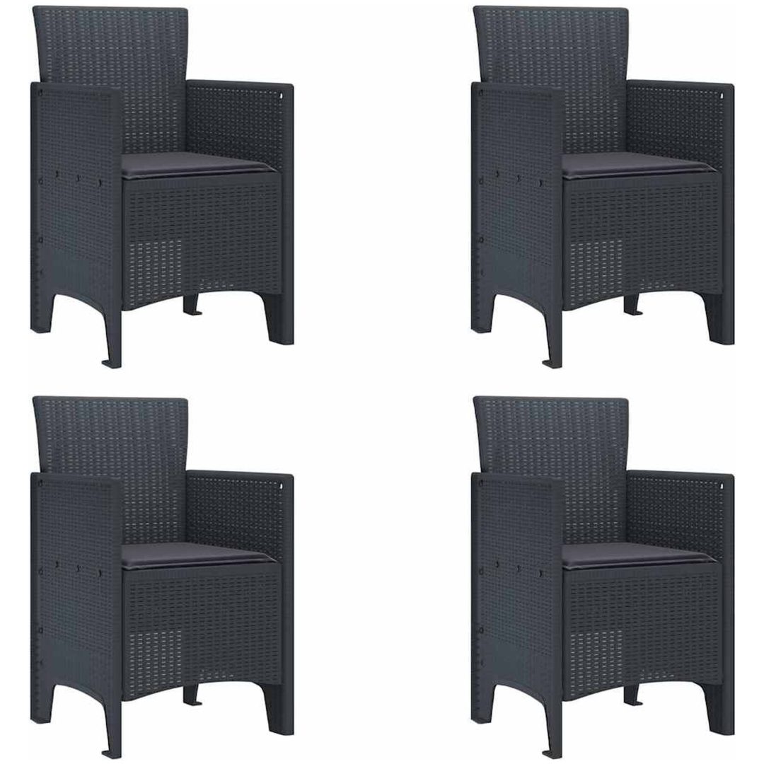 Trädgårdsmatsalset 5 pcs Antracit Plastharts vidaXL 150 x 100 x 73 cm – bild 5