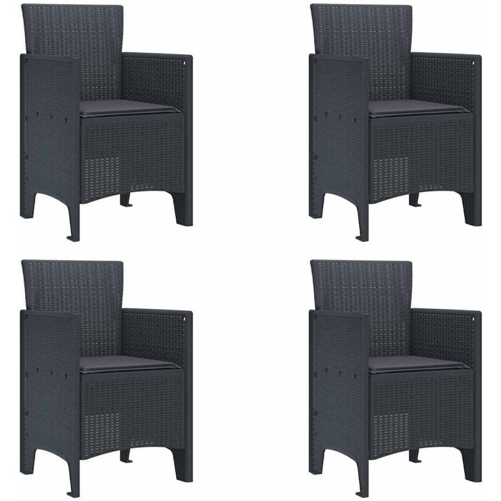 Trädgårdsmatsalset 5 pcs Antracit Plastharts vidaXL 150 x 100 x 73 cm – bild 5