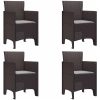 Trädgårdsmatsalset 5 pcs Brun Plast vidaXL 100 x 100 x 73 cm – miniatyr 5