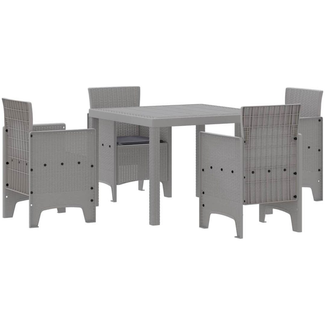 Trädgårdsmatsalset 5 pcs Ljusgrå Konstrotting vidaXL 100 x 100 x 73 cm – bild 2