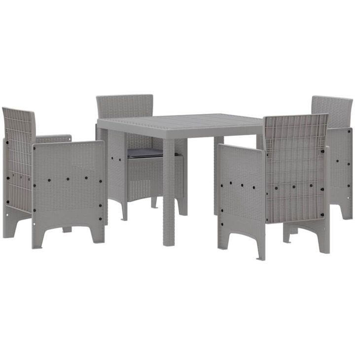 Trädgårdsmatsalset 5 pcs Ljusgrå Konstrotting vidaXL 100 x 100 x 73 cm – bild 2