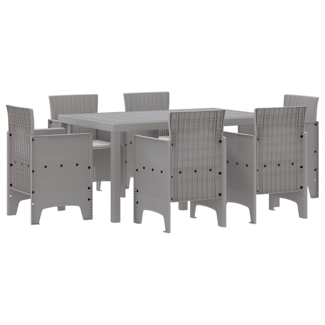 Trädgårdsmatsalset 7 pcs Ljusgrå Plast vidaXL 150 x 100 x 73 cm – bild 2