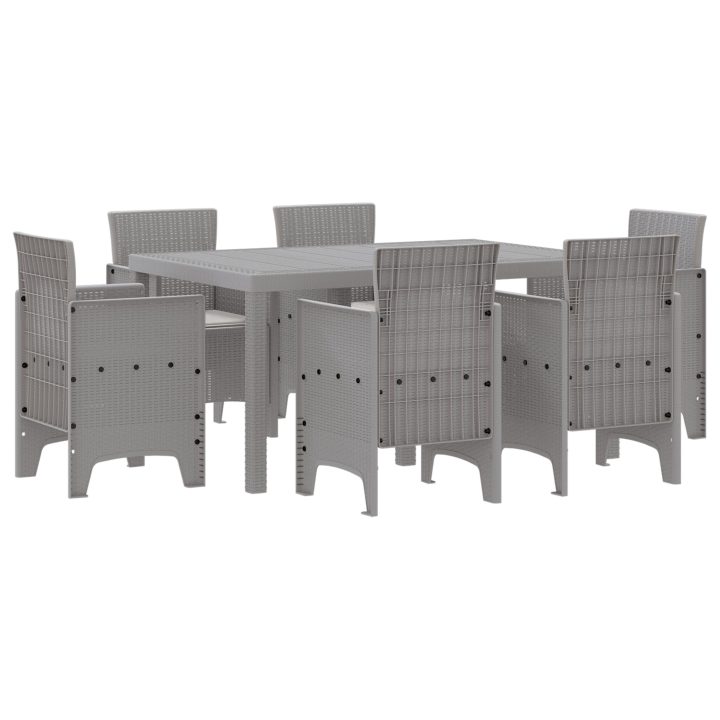 Trädgårdsmatsalset 7 pcs Ljusgrå Plast vidaXL 150 x 100 x 73 cm – bild 2