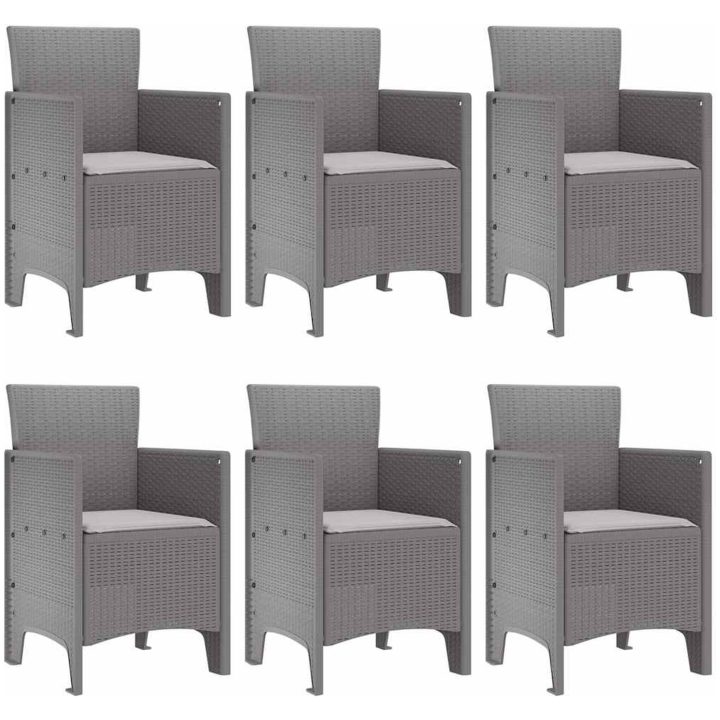 Trädgårdsmatsalset 7 pcs Ljusgrå Plast vidaXL 150 x 100 x 73 cm – bild 4