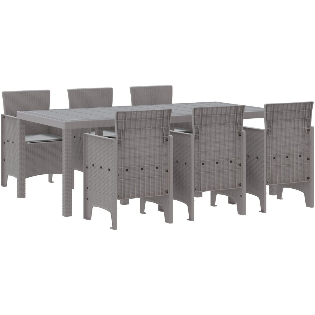 Trädgårdsmatsalset 7 pcs Ljusgrå Polypropylen vidaXL 200 x 100 x 73 cm – bild 2