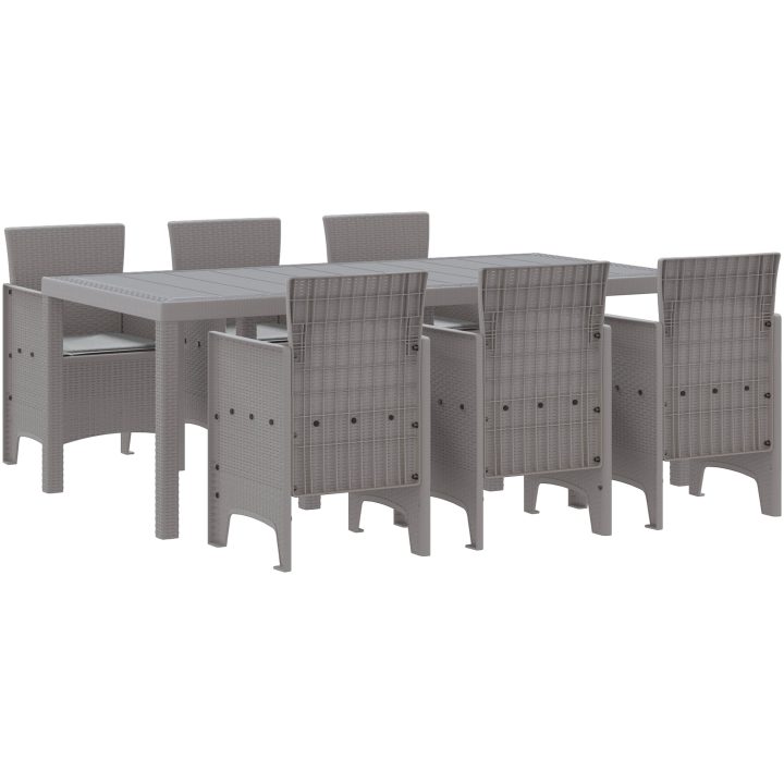 Trädgårdsmatsalset 7 pcs Ljusgrå Polypropylen vidaXL 200 x 100 x 73 cm – bild 2