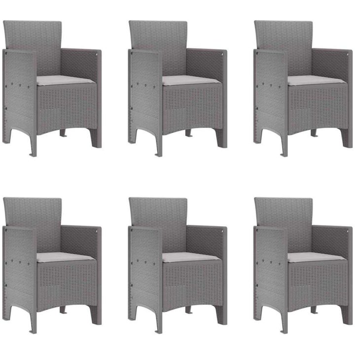 Trädgårdsmatsalset 7 pcs Ljusgrå Polypropylen vidaXL 200 x 100 x 73 cm – bild 5