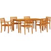 Trädgårdsmatsalset 7 pcs Naturlig vidaXL 180 x 90 x 75 cm – miniatyr 2