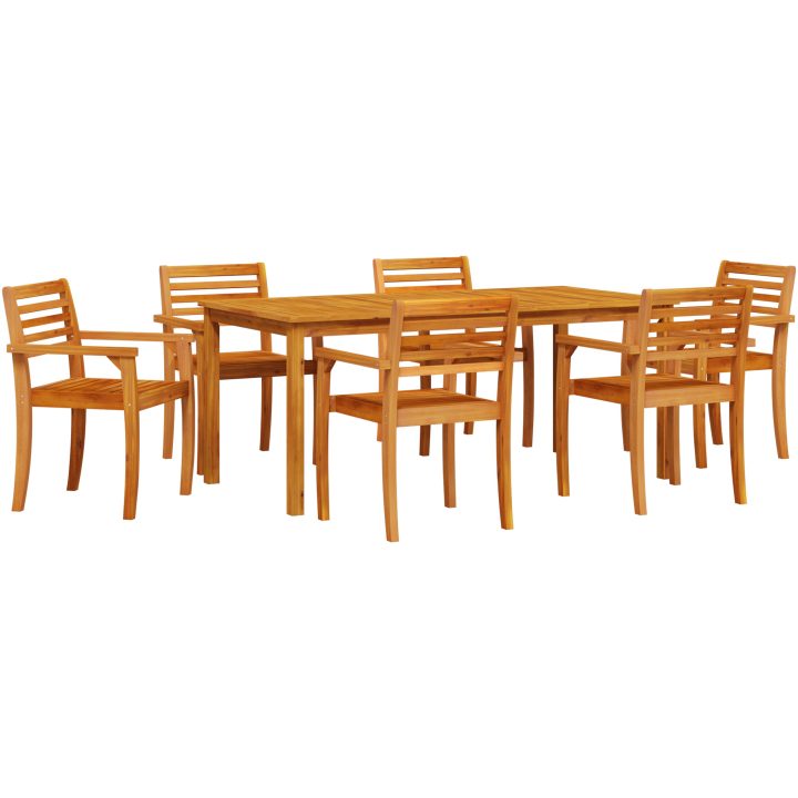 Trädgårdsmatsalset 7 pcs Naturlig vidaXL 180 x 90 x 75 cm – bild 2