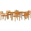 Trädgårdsmatsalset 7 pcs Naturlig vidaXL 180 x 90 x 75 cm – miniatyr 3