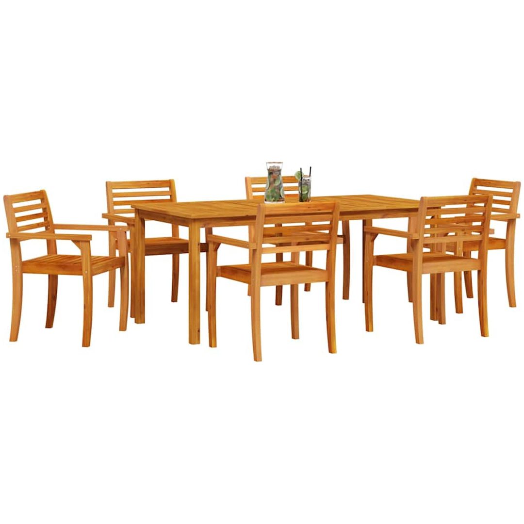 Trädgårdsmatsalset 7 pcs Naturlig vidaXL 180 x 90 x 75 cm – bild 3