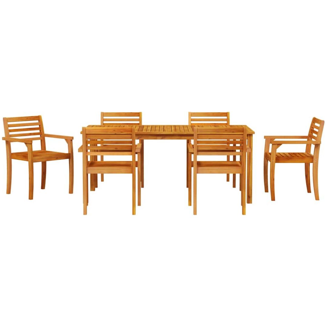 Trädgårdsmatsalset 7 pcs Naturlig vidaXL 180 x 90 x 75 cm – bild 7