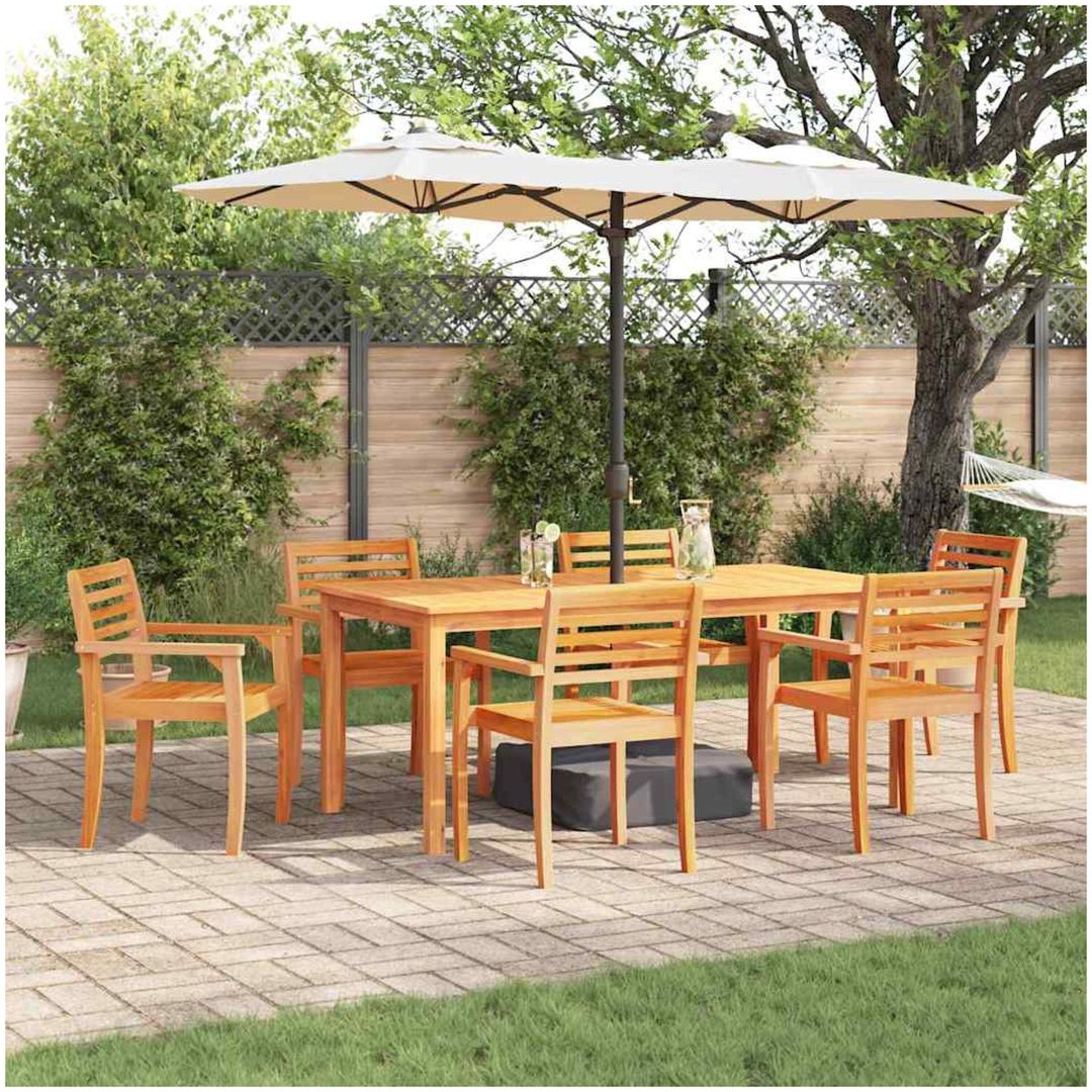 Trädgårdsmatsalset 7 pcs Naturlig vidaXL 180 x 90 x 75 cm
