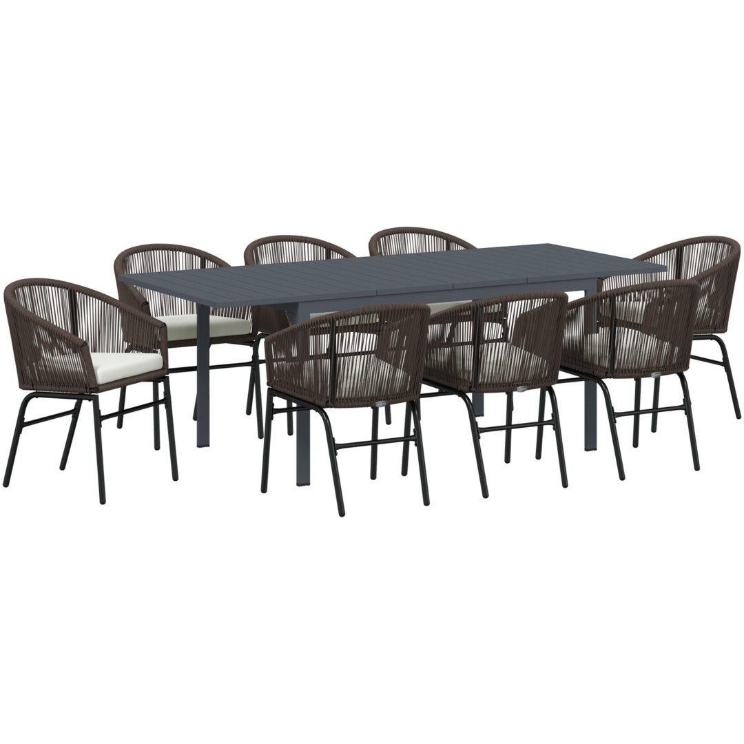 Trädgårdsmatsalset 9 pcs Brun vidaXL Large – bild 2