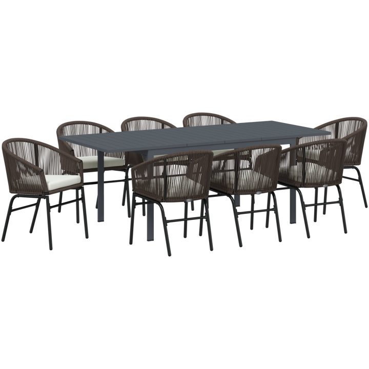 Trädgårdsmatsalset 9 pcs Brun vidaXL Large – bild 2