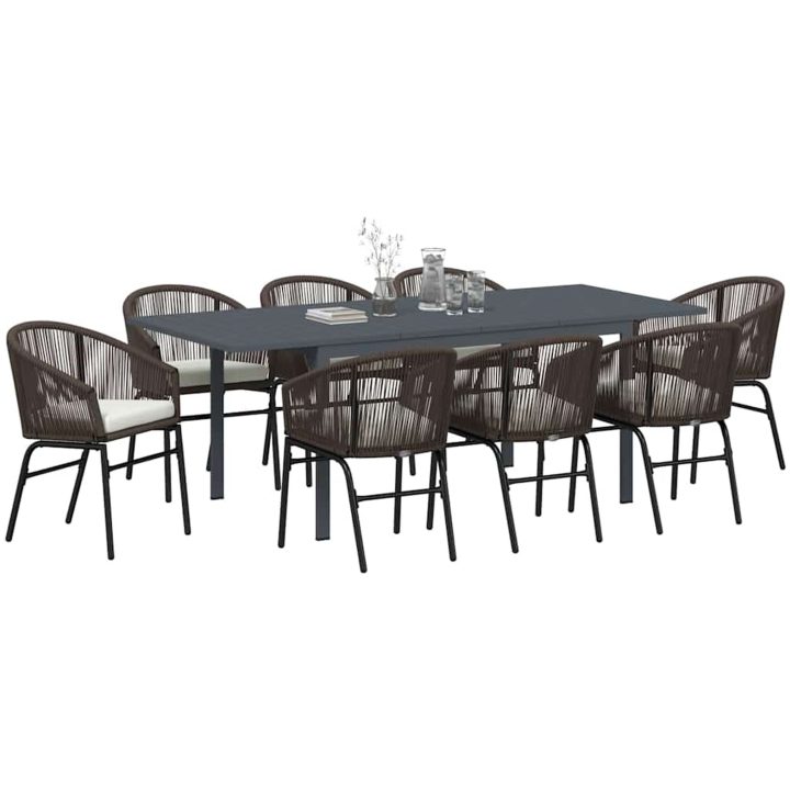 Trädgårdsmatsalset 9 pcs Brun vidaXL Large – bild 3