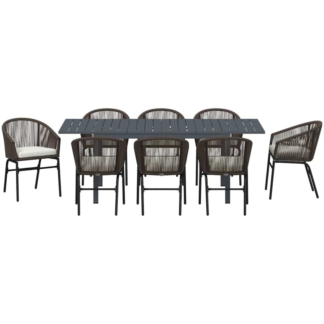 Trädgårdsmatsalset 9 pcs Brun vidaXL Large – bild 7