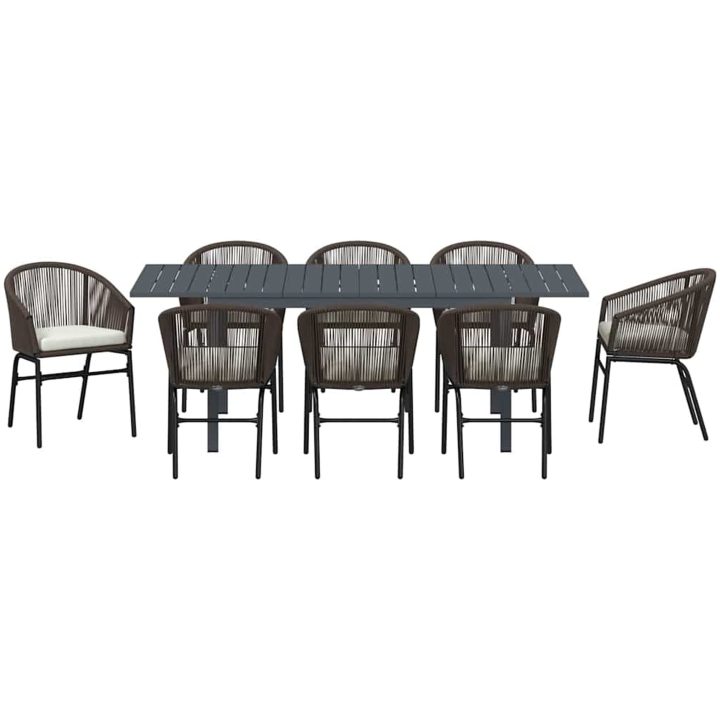 Trädgårdsmatsalset 9 pcs Brun vidaXL Large – bild 7