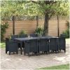 Trädgårdsmatsalsmöblemang 11 pcs Antracit vidaXL 250 x 100 x 73 cm – miniatyr 1