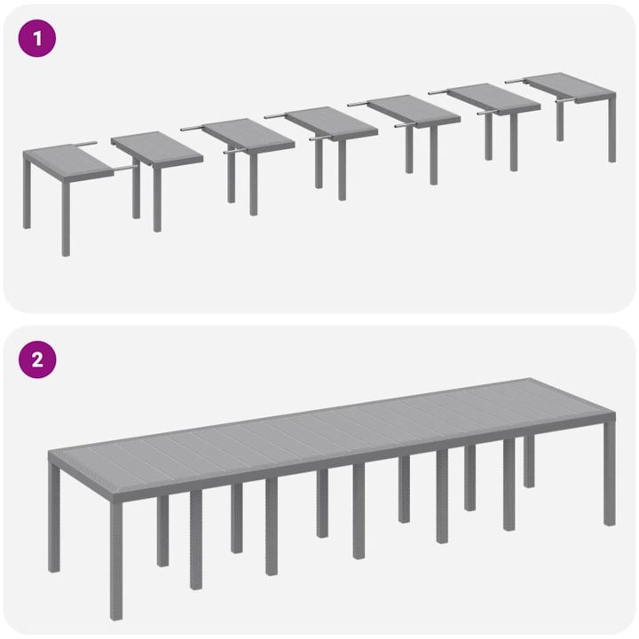 Trädgårdsmatsalsset 13 pcs Ljusgrå Poly rattan & Stål vidaXL Stor – bild 10
