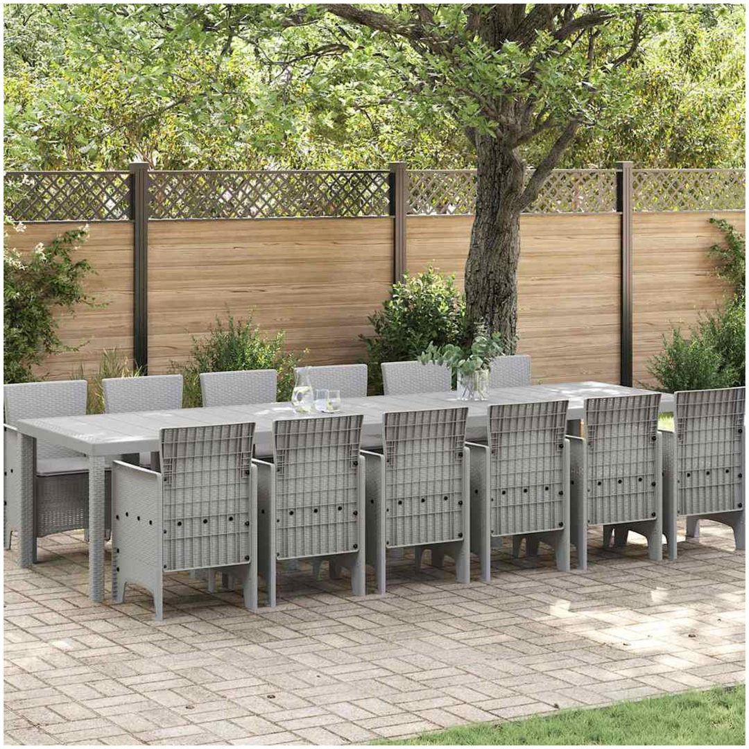 Trädgårdsmatsalsset 13 pcs Ljusgrå Poly rattan & Stål vidaXL Stor