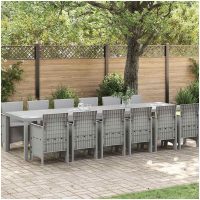 Trädgårdsmatsalsset 13 pcs Ljusgrå Poly rattan & Stål vidaXL