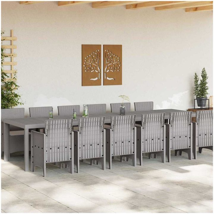 Trädgårdsmatsalsset 13 pcs Ljusgrå vidaXL 12 - Personers – bild 3