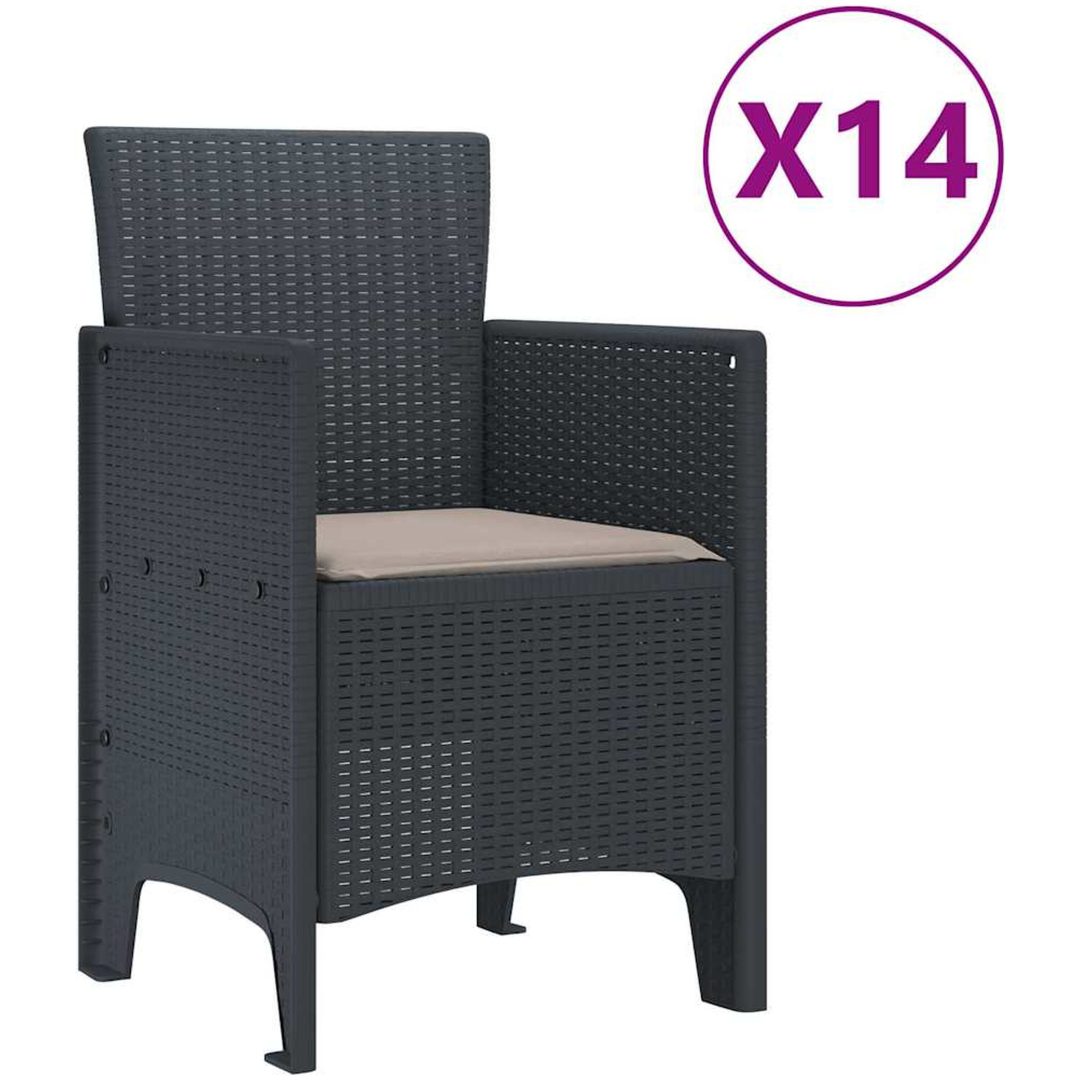 Trädgårdsmatsalsset 15 pcs Antracit Poly rattan & Stål vidaXL 14 - Sits – bild 5