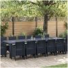 Trädgårdsmatsalsset 15 pcs Antracit Poly rattan & Stål vidaXL 14 - Sits – miniatyr 1