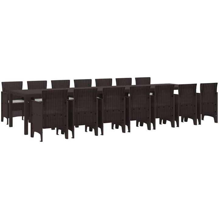 Trädgårdsmatsalsset 15 pcs Brun Konstrotting vidaXL Large – bild 2