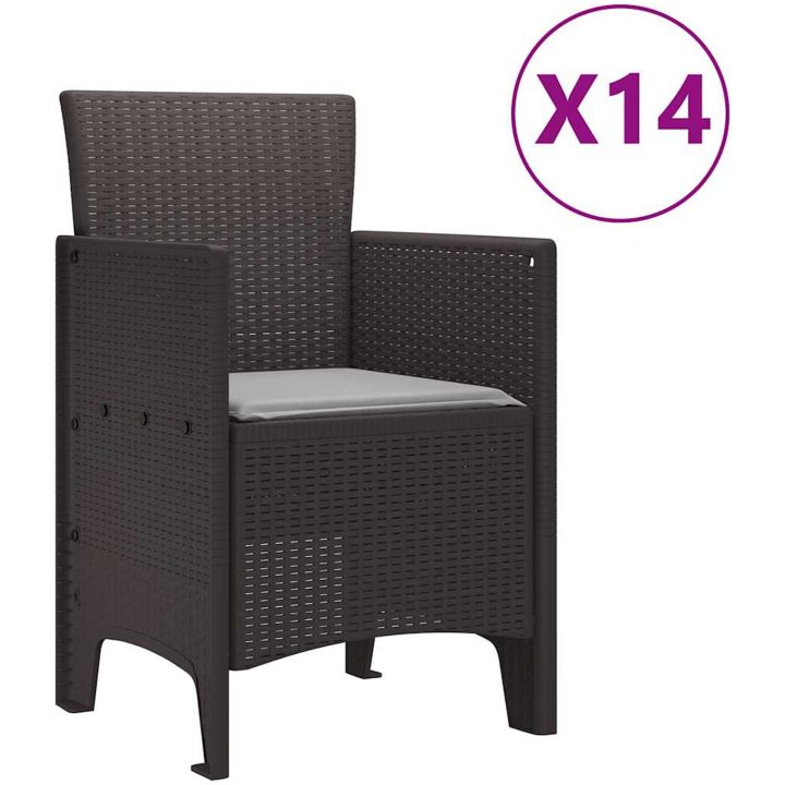 Trädgårdsmatsalsset 15 pcs Brun Konstrotting vidaXL Large – bild 5
