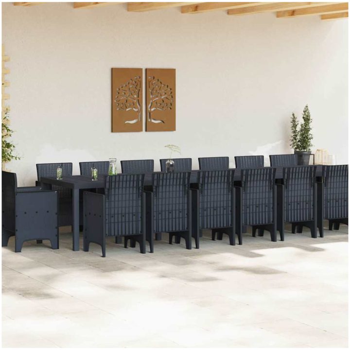 Trädgårdsmatsalsset 17 pcs Antracit Metall vidaXL 16 - Sits – bild 3