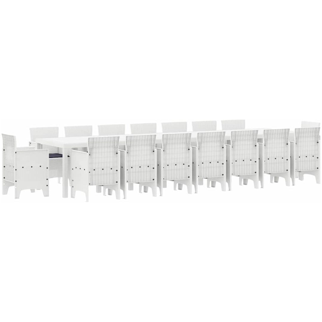 Trädgårdsmatsalsset 17 pcs Vit Rattan / Metall vidaXL 16 - Sits – bild 2