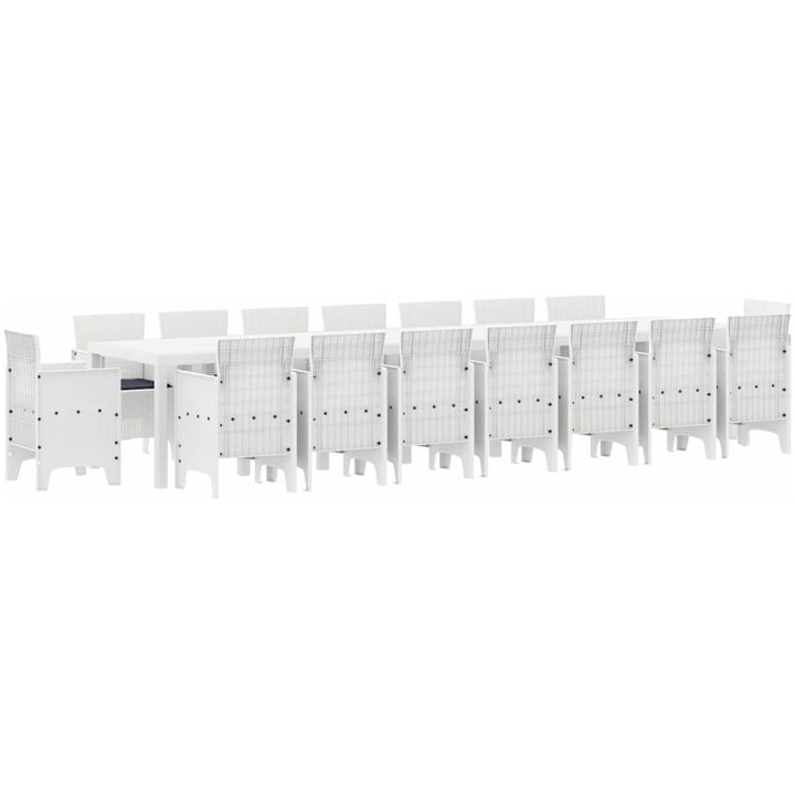 Trädgårdsmatsalsset 17 pcs Vit Rattan / Metall vidaXL 16 - Sits – bild 2