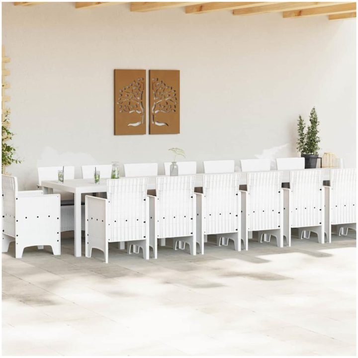 Trädgårdsmatsalsset 17 pcs Vit Rattan / Metall vidaXL 16 - Sits – bild 3