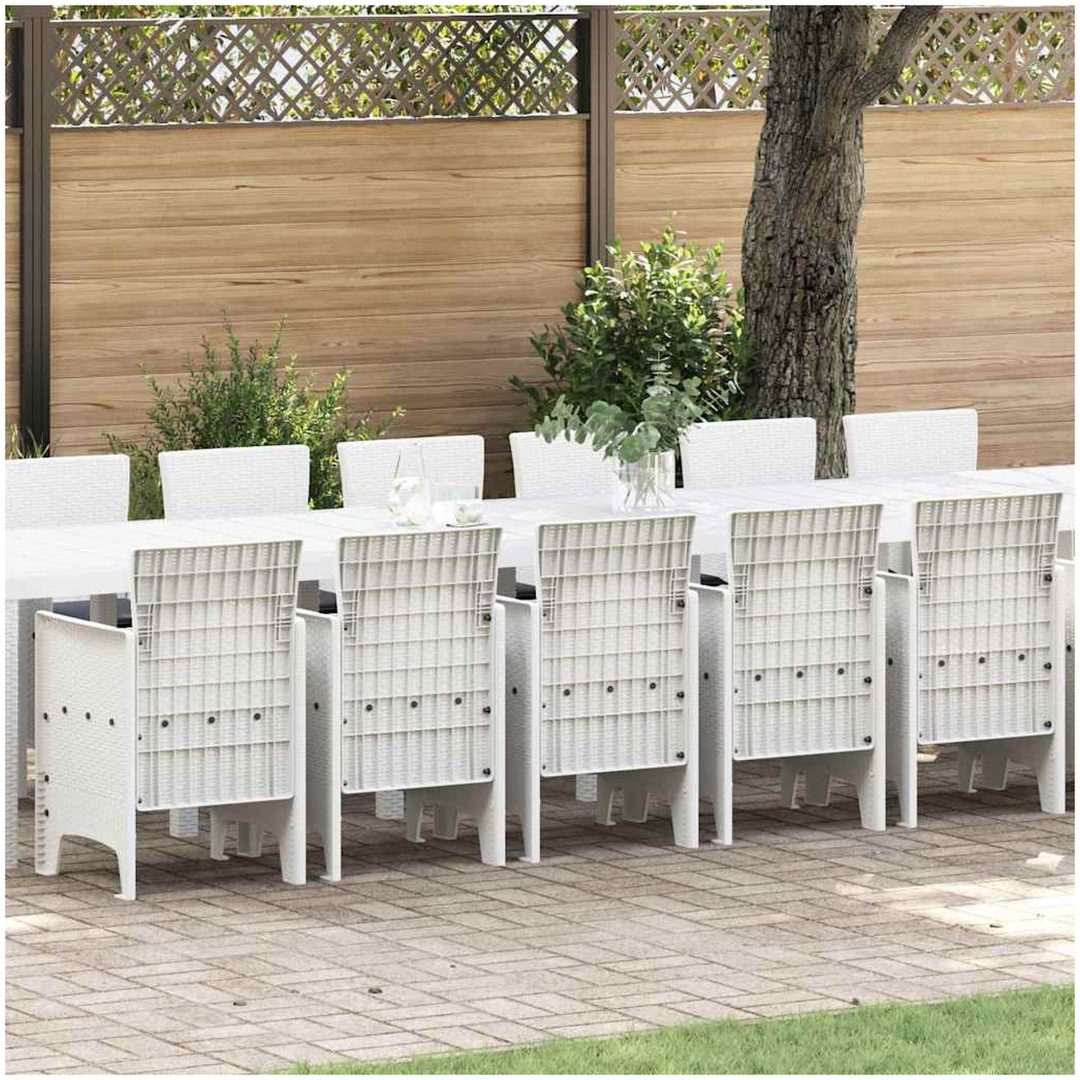Trädgårdsmatsalsset 17 pcs Vit Rattan / Metall vidaXL 16 - Sits
