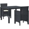 Trädgårdsmatsalsset 3 pcs Antracit Plast vidaXL 100 x 100 x 73 cm – miniatyr 2