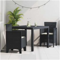 Trädgårdsmatsalsset 3 pcs Antracit Plast vidaXL