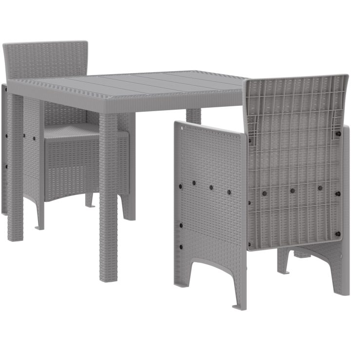 Trädgårdsmatsalsset 3 pcs Ljusgrå Plast vidaXL 100 x 100 x 73 cm – bild 2