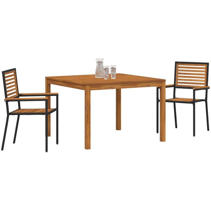 Trädgårdsmatsalsset 3 pcs Svart vidaXL 110 x 110 x 75 cm – bild 3