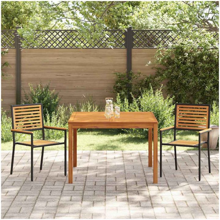 Trädgårdsmatsalsset 3 pcs Svart vidaXL 110 x 110 x 75 cm – bild 4