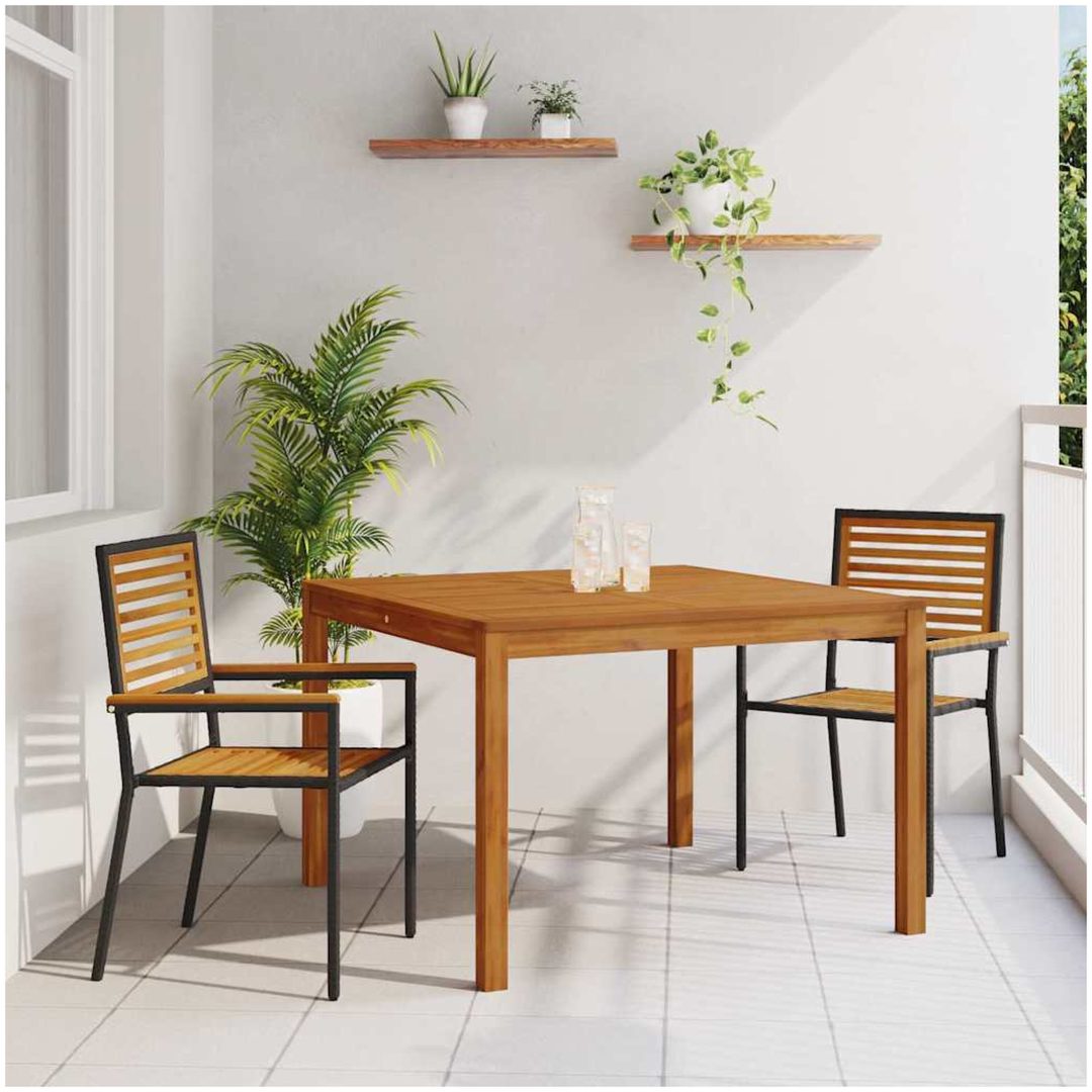 Trädgårdsmatsalsset 3 pcs Svart vidaXL 110 x 110 x 75 cm