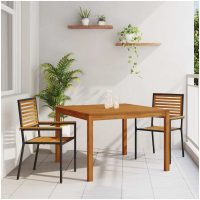 Trädgårdsmatsalsset 3 pcs Svart vidaXL